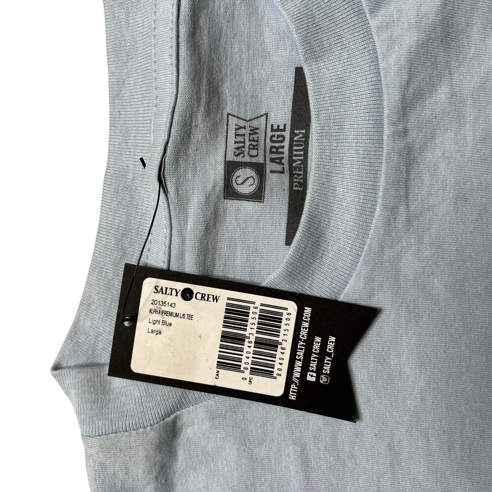 Salty Crew Alpha Premium NWT Long Sleeve T-Shirt Light Blue -‎ L - Picture 5 of 12